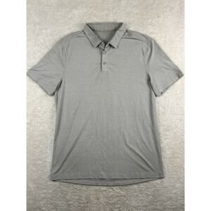 Lululemon Polo Shirt Mens Sz L Grey Performance Golf Short Sleeve Preppy